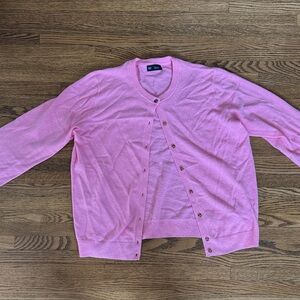 GAP Bright Pink Crewneck Button Cardigan